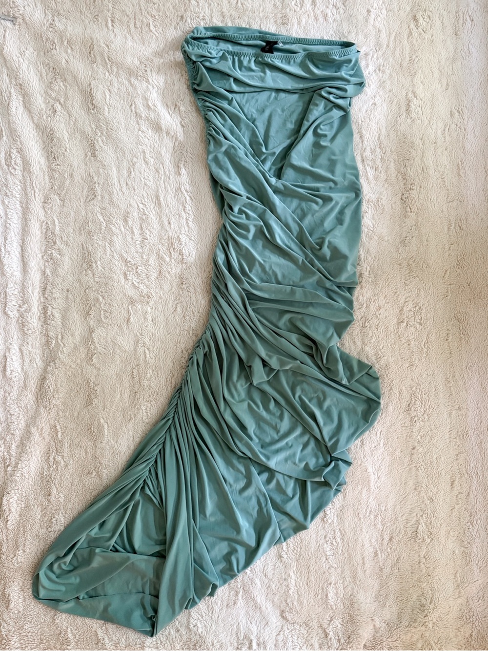 Norma Kamali Diana One Shoulder Ruched Gown Celadon Green Size M - Picture 3 of 7